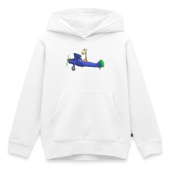 Enfants girafe dessin animé avion - Sweat Premium à capuche enfant bio - blanc - Devant - AI Model Kid Female (0cm)
