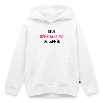 Déménageur / Déménagement / Déménager / Camion - Sweat Premium à capuche enfant bio - blanc - Devant - AI Model Kid Female (0cm)