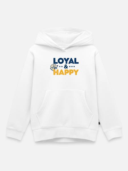 Loyal & Happy Dog Logo - Kinder Premium Organic Hoodie - Weiß