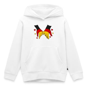 Drapeau allemand main dans la main - Sweat Premium à capuche enfant bio - blanc - Devant - AI Model Kid Female (0cm)