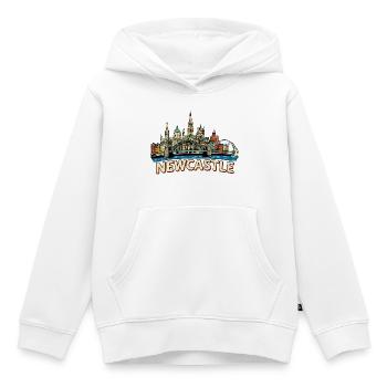Newcastle Tyne Bridge Skyline Retro Illustration - Kids Premium Organic Hoodie - white - Front - AI Model Kid Female (0cm)