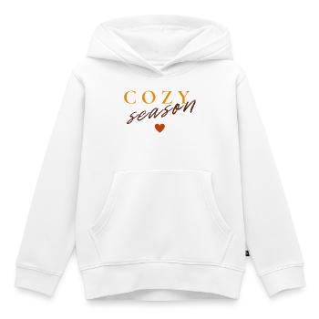 Saison douillette | Design minimaliste d’automne - Sweat Premium à capuche enfant bio - blanc - Devant - AI Model Kid Female (0cm)