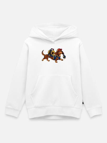 Dackel auf Draht - Kinder Premium Organic Hoodie - Weiß