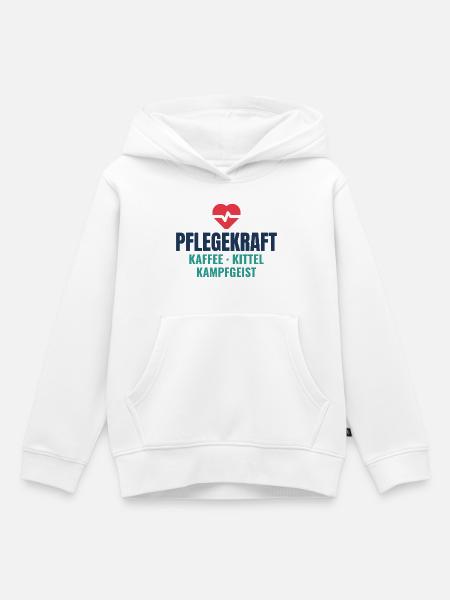 Pflegekraft – Kaffee, Kittel, Kampfgeist - Kinder Premium Organic Hoodie - Weiß