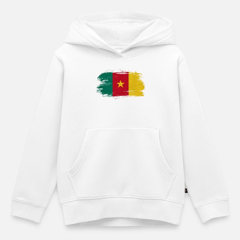 Drapeau Cameroun Vintage / Cadeau Douala Garoua - Sweat Premium à capuche enfant bio - blanc