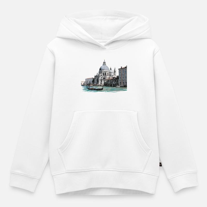 Venise - Sweat Premium à capuche enfant bio - blanc