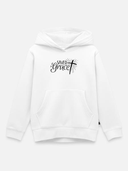 Saved by Grace Lettering - Kinder Premium Organic Hoodie - Weiß