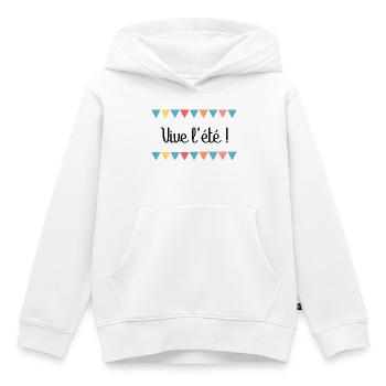 MAÎTRESSE. MAITRE. MERCI. MERCI MAÎTRESSE - Sweat Premium à capuche enfant bio - blanc - Devant - AI Model Kid Female (0cm)