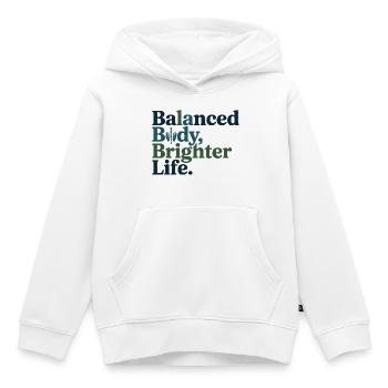 Ostéopathe Corps Équilibré Vie Professionnel - Sweat Premium à capuche enfant bio - blanc - Devant - AI Model Kid Female (0cm)