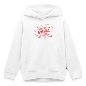 Real 2000s Retro Badge - Kinder Premium Organic Hoodie - Weiß - Vorne - AI Model Kid Female (0cm)