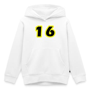 Symbole numérique 16 - Sweat Premium à capuche enfant bio - blanc - Devant - AI Model Kid Female (0cm)