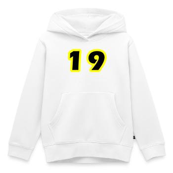 Symbole numérique 19 - Sweat Premium à capuche enfant bio - blanc - Devant - AI Model Kid Female (0cm)