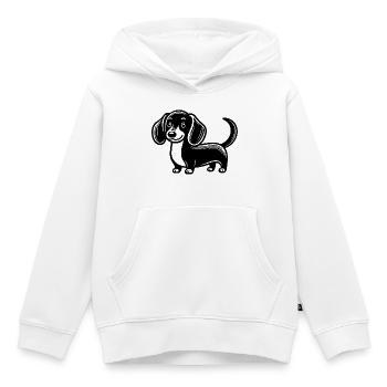 Teckel - Sweat Premium à capuche enfant bio - blanc - Devant - AI Model Kid Female (0cm)