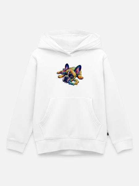 Frenchie: Ich will einfach spielen - Kinder Premium Organic Hoodie - Weiß