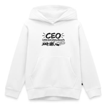 CEO - Cables Everywhere, Obviously - Kinder Premium Organic Hoodie - Weiß - Vorne - AI Model Kid Female (0cm)