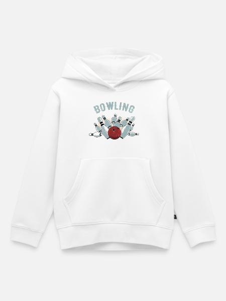 Bowling Strike Skizze - Kinder Premium Organic Hoodie - Weiß