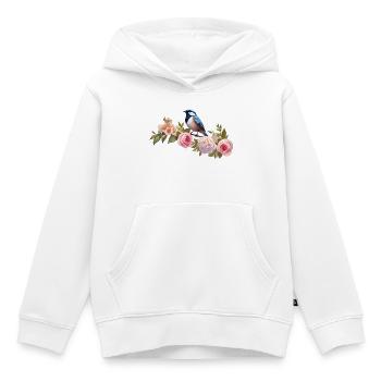Vogel auf einem blühenden Ast im Frühling - Kinder Premium Organic Hoodie - Weiß - Vorne - AI Model Kid Female (0cm)