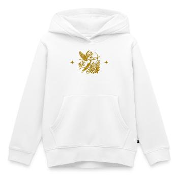 Cupid Doré et Fleurs - Sweat Premium à capuche enfant bio - blanc - Devant - AI Model Kid Female (0cm)