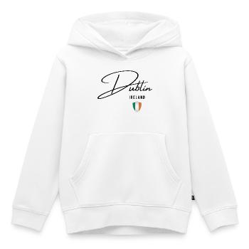 Design élégant Dublin, j’adore Dublin - Sweat Premium à capuche enfant bio - blanc - Devant - AI Model Kid Female (0cm)