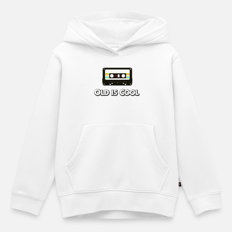 Old Is Cool – T-shirt cassette rétro - Sweat Premium à capuche enfant bio - blanc