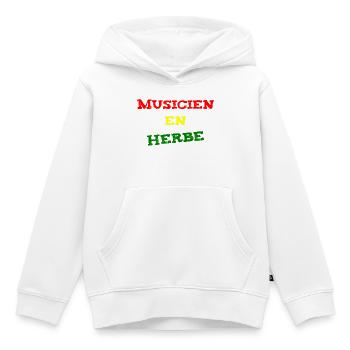 BUDDING MUSICIAN! (reggae, ska, dub) - Kids Premium Organic Hoodie - white - Front - AI Model Kid Female (0cm)