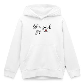sie hat ja gesagt - Kinder Premium Organic Hoodie - Weiß - Vorne - AI Model Kid Female (0cm)