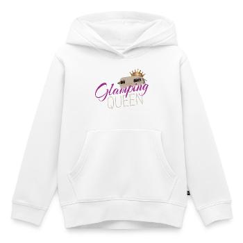 Glamping Queen Camping with Vintage Caravan - Kids Premium Organic Hoodie - white - Front - AI Model Kid Female (0cm)