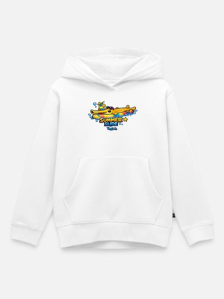 Sommergleiter Krokodil mit Schlauchboot - Kinder Premium Organic Hoodie - Weiß