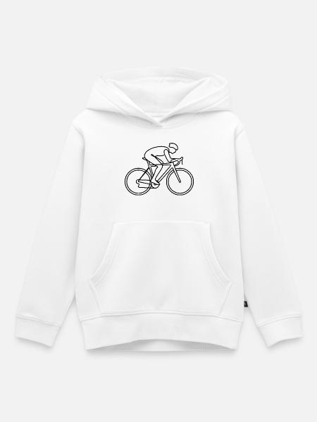 Rennrad Line Art Fahrrad - Kinder Premium Organic Hoodie - Weiß