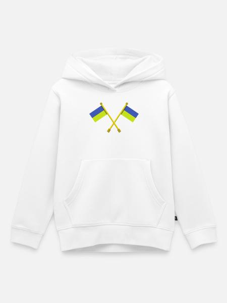 Ukrainische Flagge - Kinder Premium Organic Hoodie - Weiß