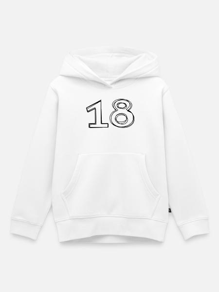 Zahl 18 handgezeichnet - Kinder Premium Organic Hoodie - Weiß