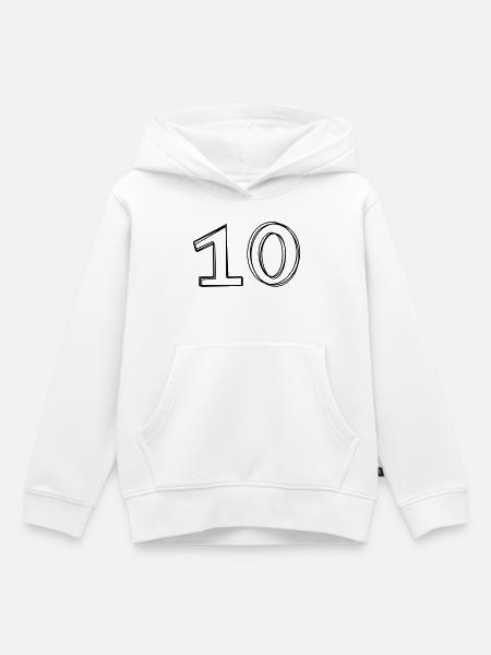 Zahl 10 handgezeichnet - Kinder Premium Organic Hoodie - Weiß