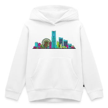 Art de la tour emblématique de la Skyline de la ville de Yokohama - Sweat Premium à capuche enfant bio - blanc - Devant - AI Model Kid Female (0cm)