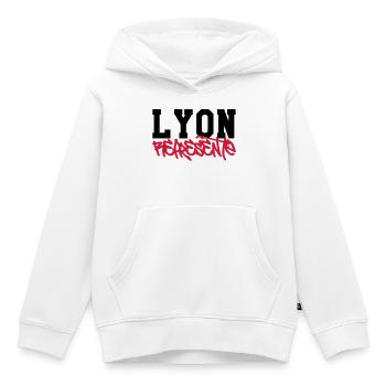 Lyon Représente - Sweat Premium à capuche enfant bio - blanc - Devant - AI Model Kid Female (0cm)