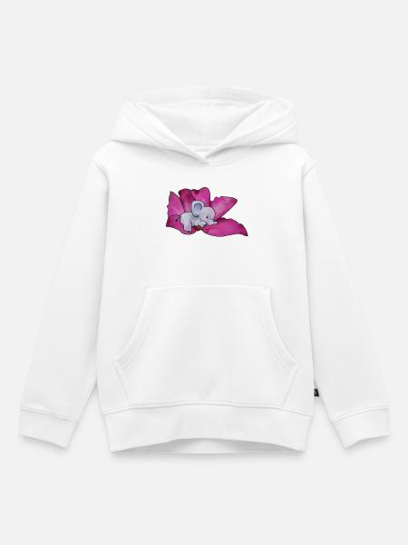 Elefant in Bluete - Kinder Premium Organic Hoodie - Weiß