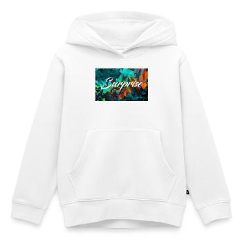Surprise Colorée Feuillages Script - Sweat Premium à capuche enfant bio - blanc - Devant - AI Model Kid Female (0cm)