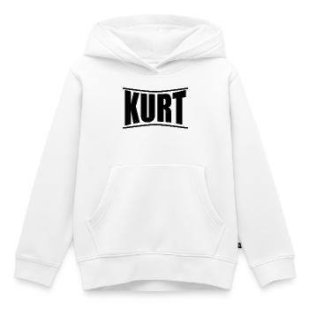 nom du t-shirt Kurt t-shirt belle idée cadeau - Sweat Premium à capuche enfant bio - blanc - Devant - AI Model Kid Female (0cm)
