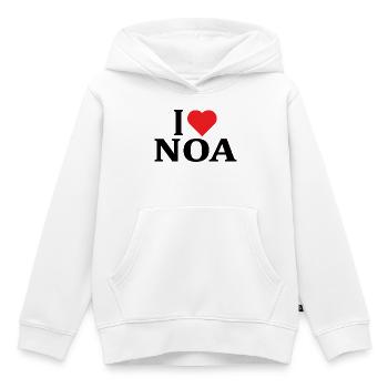 t-shirt I love Noa t-shirt idée cadeau - Sweat Premium à capuche enfant bio - blanc - Devant - AI Model Kid Female (0cm)