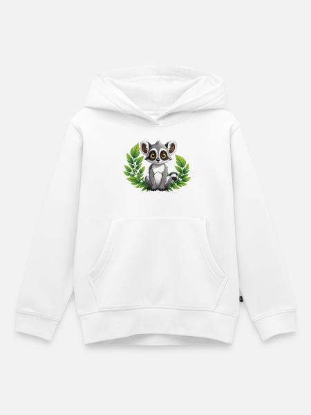 Lemur im Grünen - Kinder Premium Organic Hoodie - Weiß