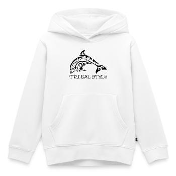 Dauphin noir de Polynésie - Sweat Premium à capuche enfant bio - blanc - Devant - AI Model Kid Female (0cm)