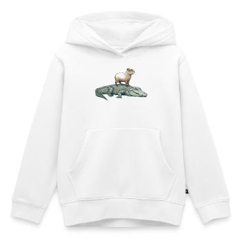 Capy & Croc Dream Team - Kids Premium Organic Hoodie - white - Front - AI Model Kid Female (0cm)