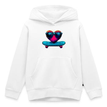 Coeur de skateur - Sweat Premium à capuche enfant bio - blanc - Devant - AI Model Kid Female (0cm)