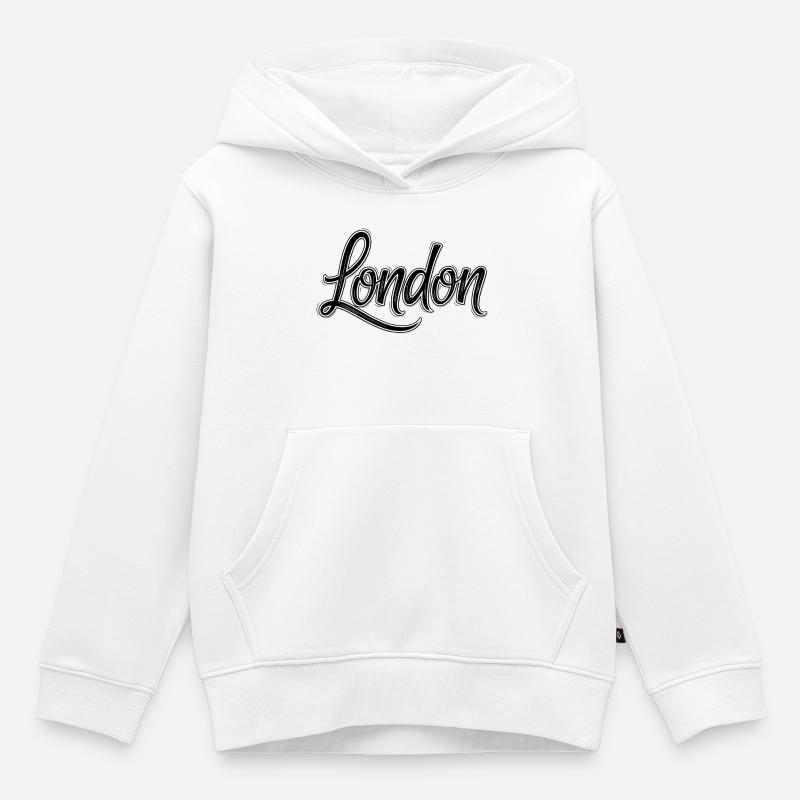 Londres - Sweat Premium à capuche enfant bio - blanc