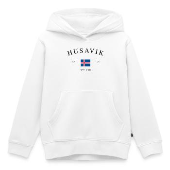 Île de Húsavík – Souvenir et cadeau des Fêtes - Sweat Premium à capuche enfant bio - blanc - Devant - AI Model Kid Female (0cm)