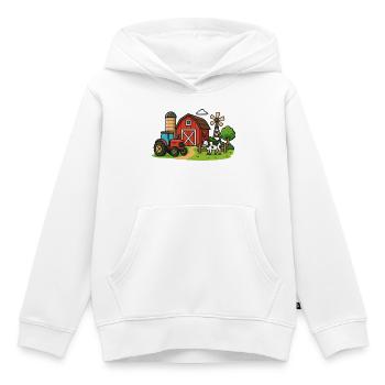 Paysage de ferme rurale - Sweat Premium à capuche enfant bio - blanc - Devant - AI Model Kid Female (0cm)