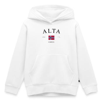 Alta Norway – Souvenir et cadeau des Fêtes - Sweat Premium à capuche enfant bio - blanc - Devant - AI Model Kid Female (0cm)