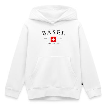 Bâle, Suisse – Souvenir et cadeau des Fêtes - Sweat Premium à capuche enfant bio - blanc - Devant - AI Model Kid Female (0cm)