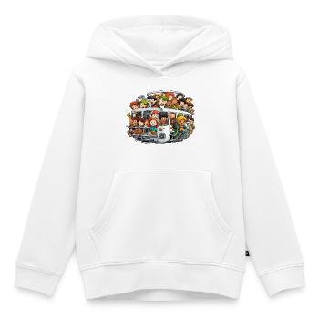 Scène colorée du bus - Sweat Premium à capuche enfant bio - blanc - Devant - AI Model Kid Female (0cm)