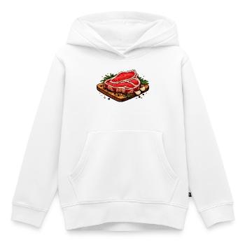 Illustration de steak juteux - Sweat Premium à capuche enfant bio - blanc - Devant - AI Model Kid Female (0cm)