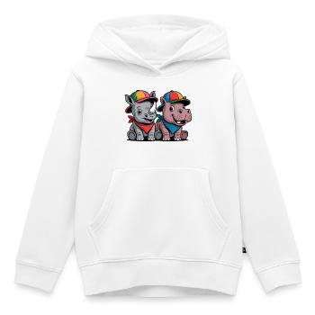 Funny Baby Rhino & Hippo – Cute Animal Duo - Kids Premium Organic Hoodie - white - Front - AI Model Kid Female (0cm)